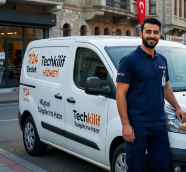 Türkiye genelinde hizmet veren Techkilif servis aracı ve ekibi