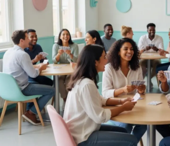 Jongvolwassenen aan tafel tijdens een gezellige kaartclubavond
